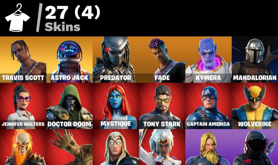 Conta FORTNITE 27 SKINS/ TRAVIS SCOTT/ ASTRO JACK / PREDADOR/ Mystique