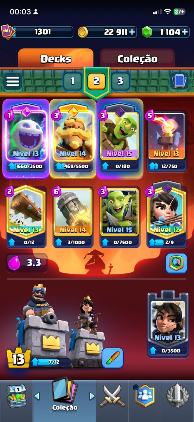 Conta Clash Royale - Arena 22/1104 gemas/2 herois/7 evos
