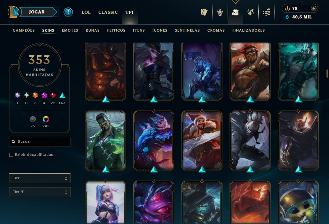 CONTA RARA DE 2014 FULL CAMPEÕES E SKIN AHRI FAKER,MONO RIVEN JHIN,DRAVEN 1 MI