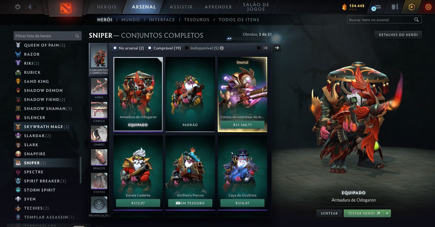 Conta Dota 2 com 4 Arcanas (Legion, Ogre, Zeus e Lina)