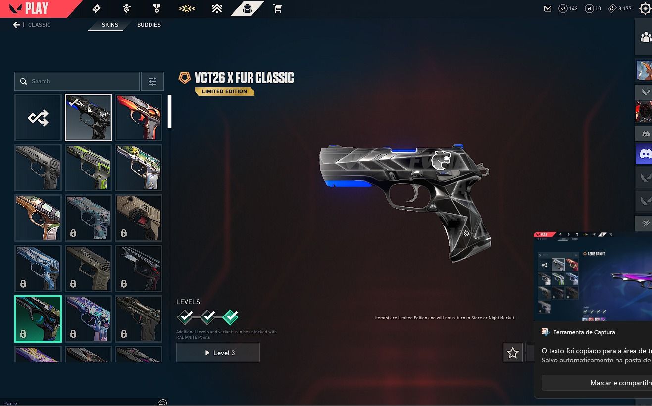 CONTA VALORANT PLATINA 1 SKINS PREMIUM + 4 FACAS