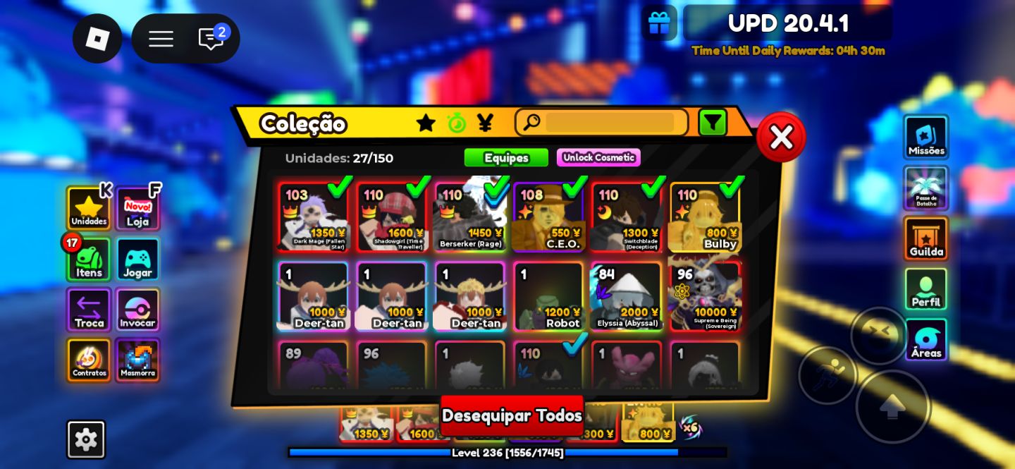 CONTA ANIME ADVENTURE COM 4 UNIQUE E AIZEN