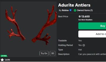 Limited Adurite Antlers Vale 17K De Roblox Outros Jogos Roblox GGMAX 