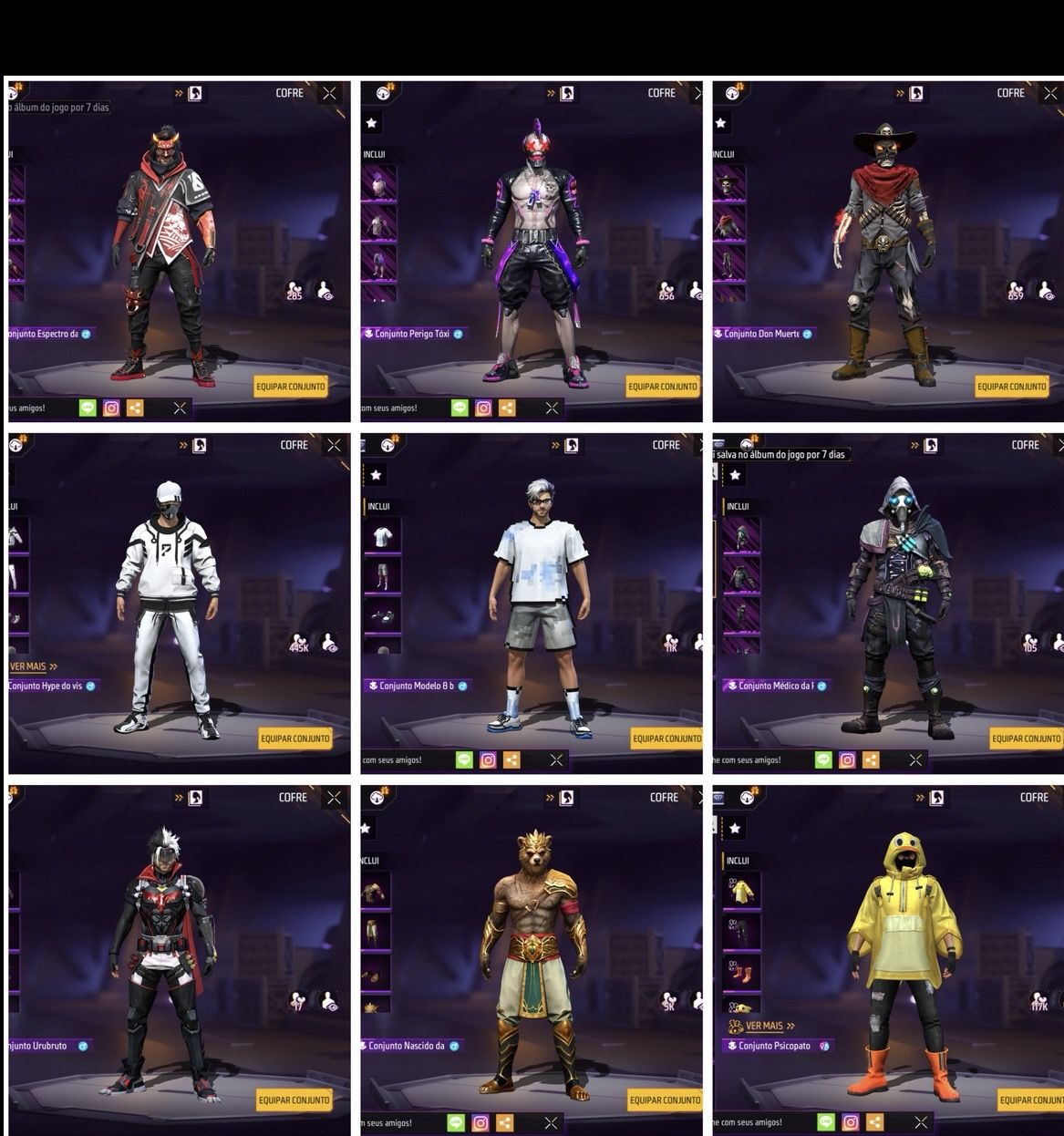 Conta de Free Fire Gemada Masculina e Feminina Veterana 598 Peitas Prime 6