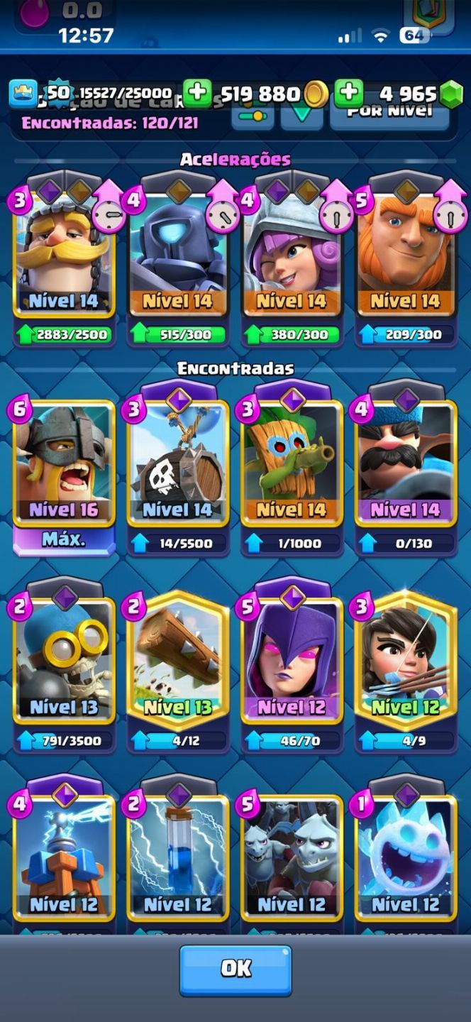 Conta de Clash Royale com quase todas as cartas, 8,3k de troféu e 9 evos!