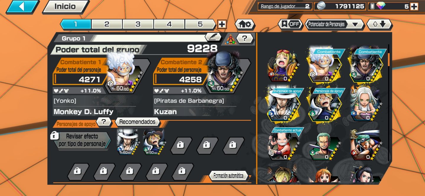 Conta one piece com 5 ex para iniciante