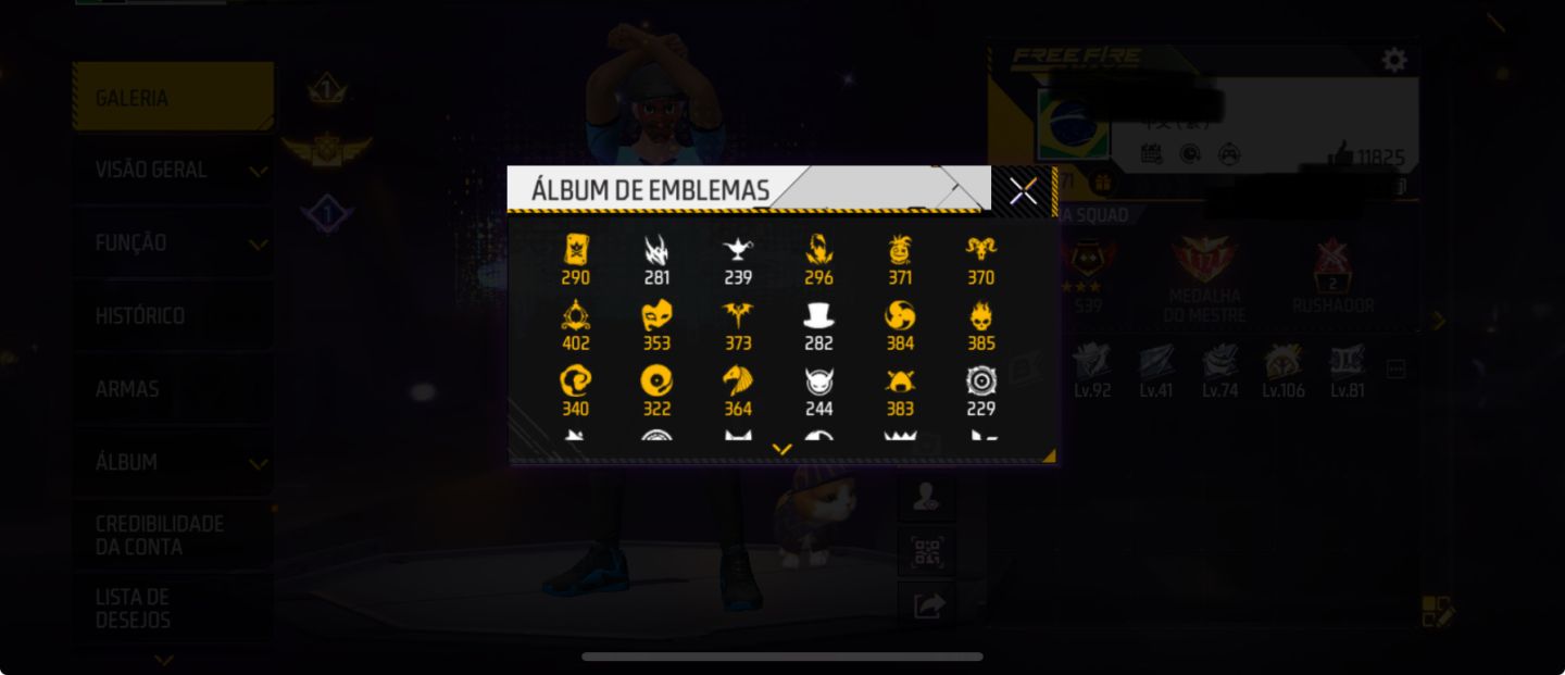 CONTA DE FREE FIRE | MUITO GEMADA | 541 PEITORAIS | MUITOS PASSES + LVL ALTO