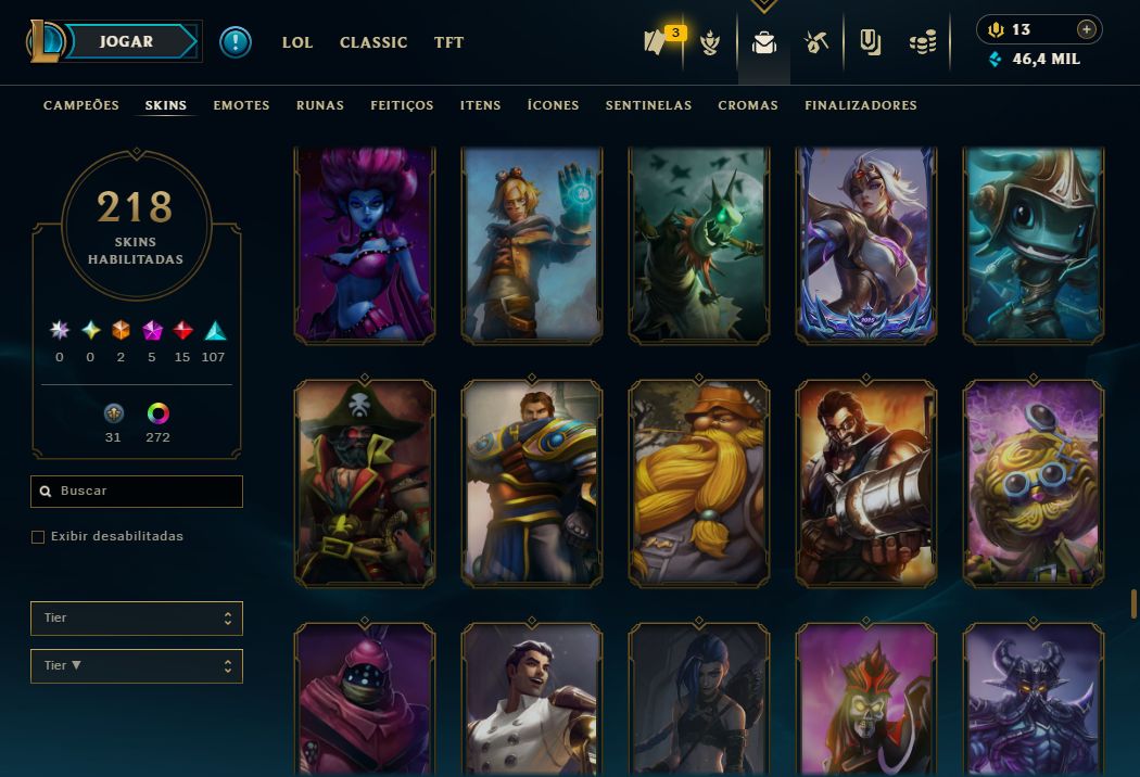 Conta de LOL (diamante II) e Valorant (ouro) - com todos os agentes.