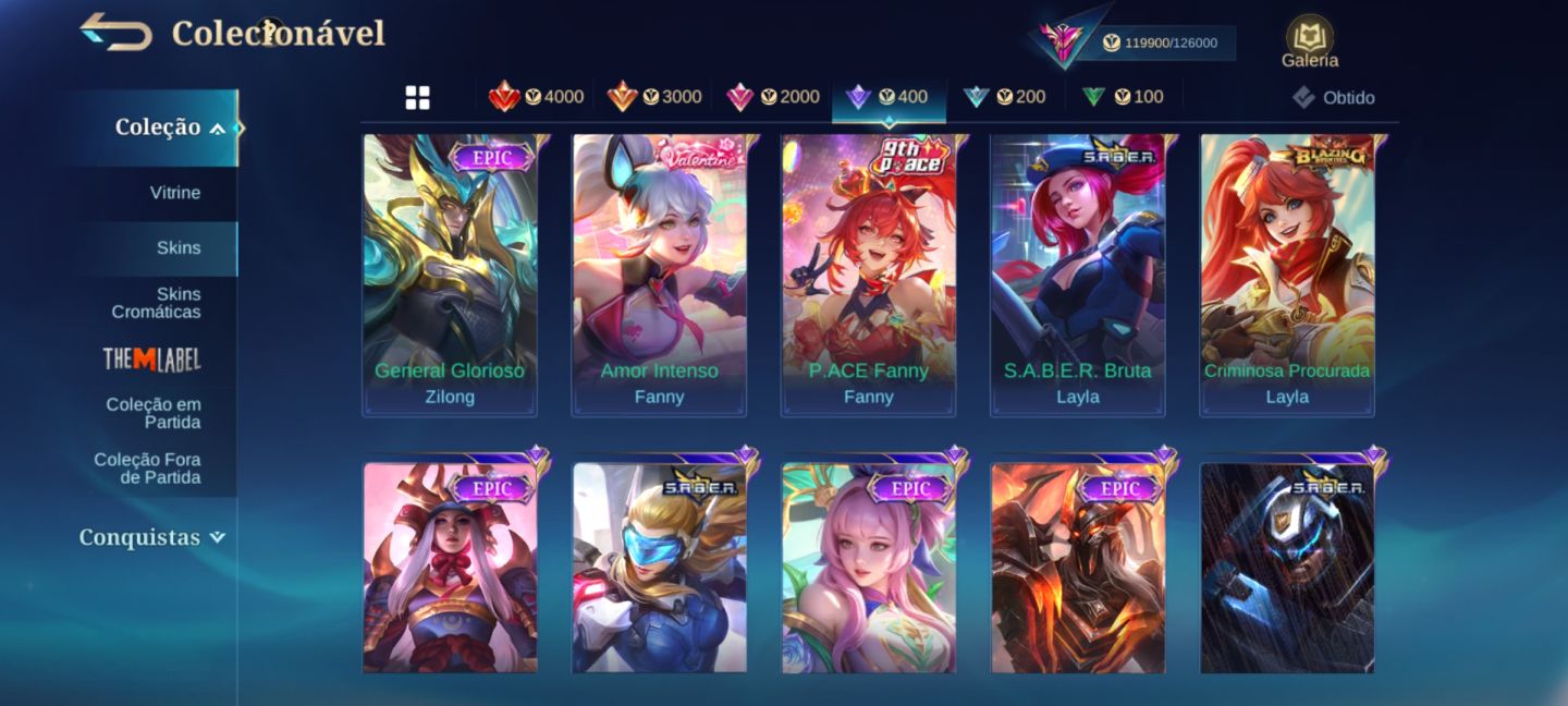 MLBB | Top Imortal 100 | 367 Skins | Naruto, Primes, Legends | Emblemas Full 60