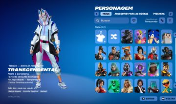 Conta Fortnite com Transcendental e outra skins da Temporada X e mais temporadas