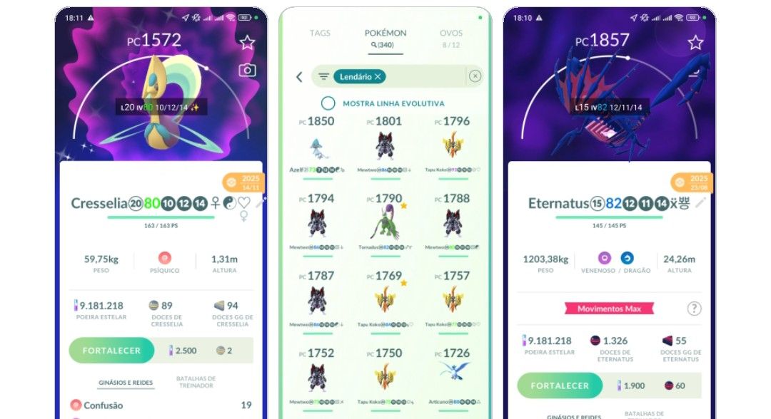 CONTA POKÉMON GO NV 72, 18 LENDÁRIOS SHINYS, 03 RAYQUAZA SHINYS,PIKACHU LIBRE