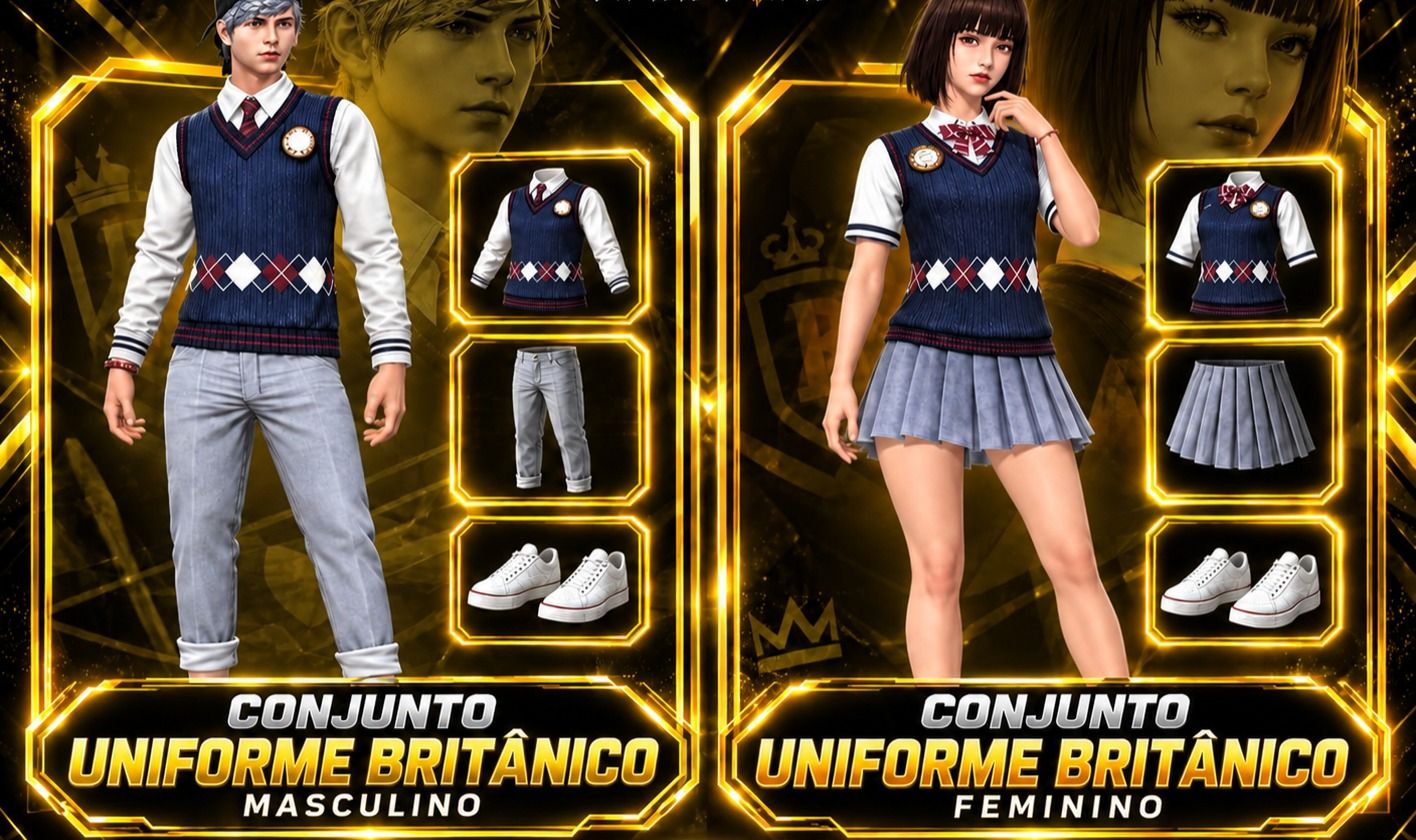 UNIFORME BRITÂNICO MASCULINO E FEMININO