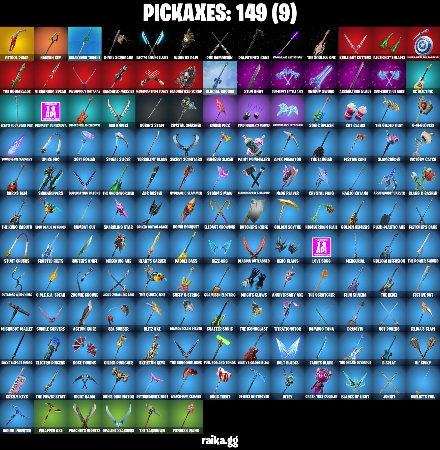 88 Skins - cobalt snowfoot, peter griffin, gwenpool, war machine, 50 vbucks