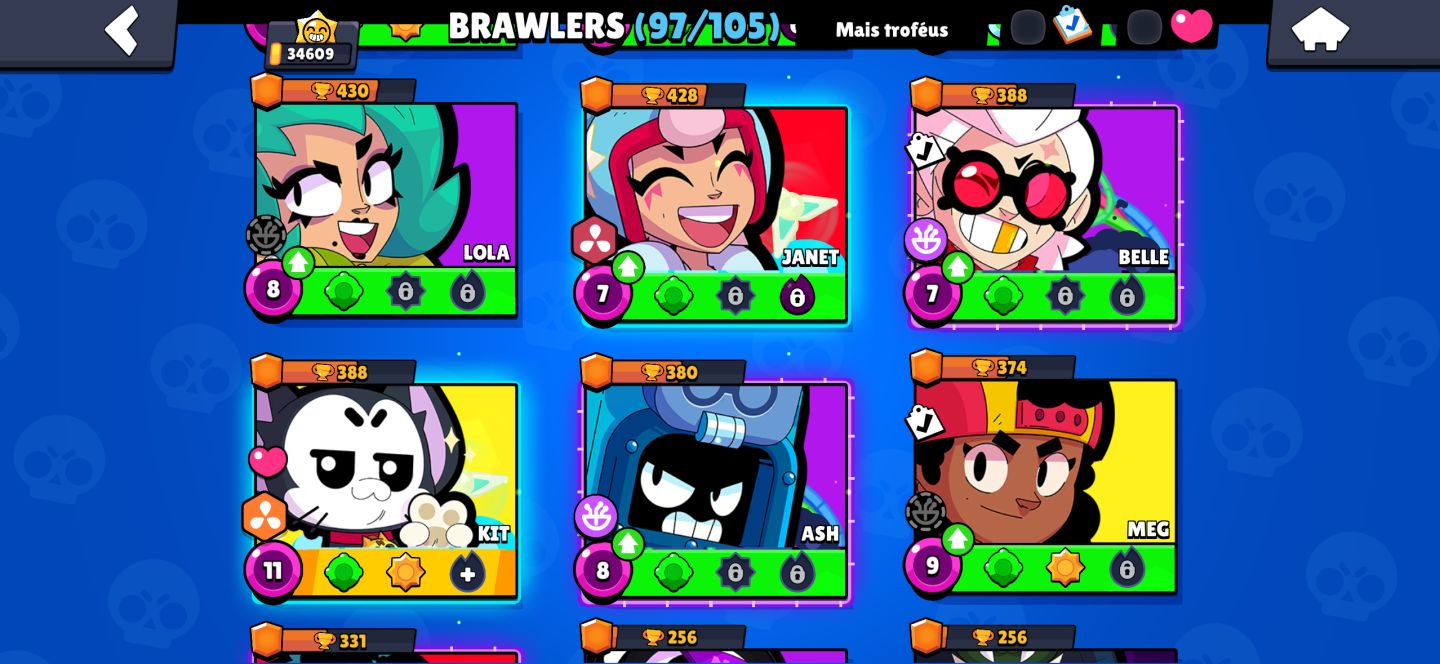BRAWL STARS | 34K TROFÉUS | 97 BRAWLERS | 231 SKINS | CONTA COMPLETA