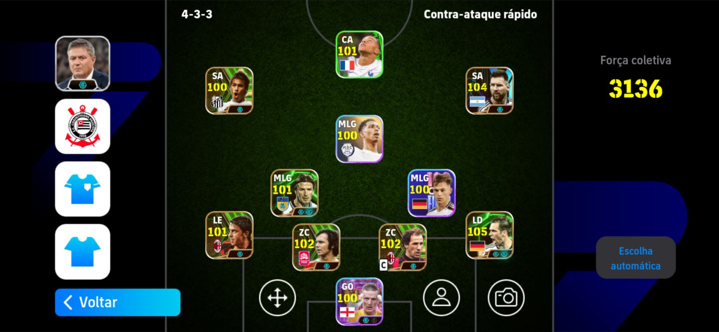 Conta Efootball força do time 3136