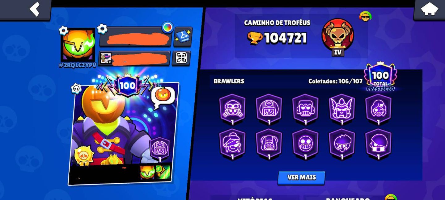 Conta brawl star muito rara 100k trofeus