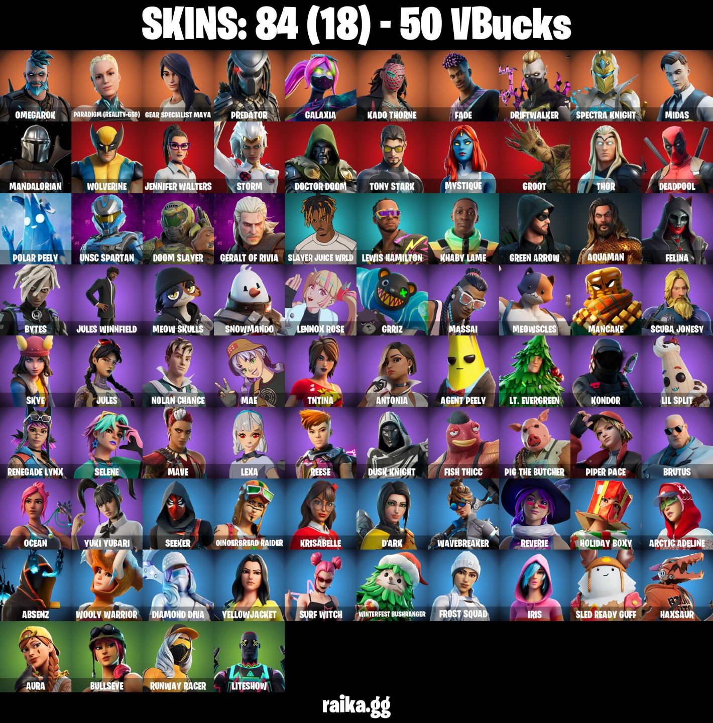 84 skins | Omegarok Leaviathan axe Candy axe reaper