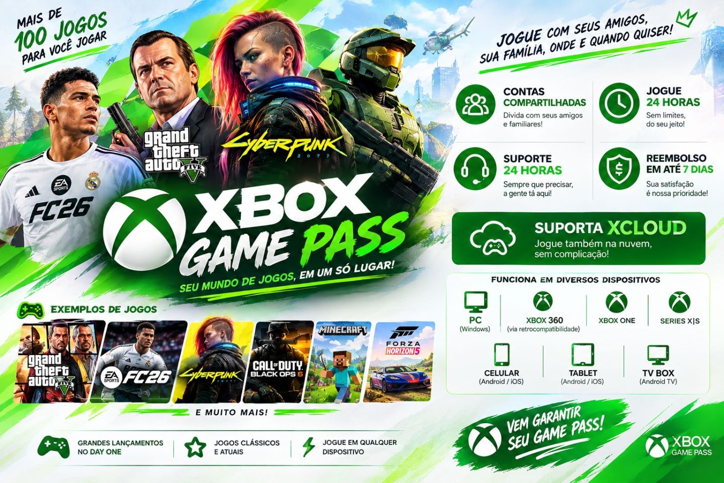 [SUPORTE 24HRS]CONTAS GAMEPASS DE 15 E 30 DIAS