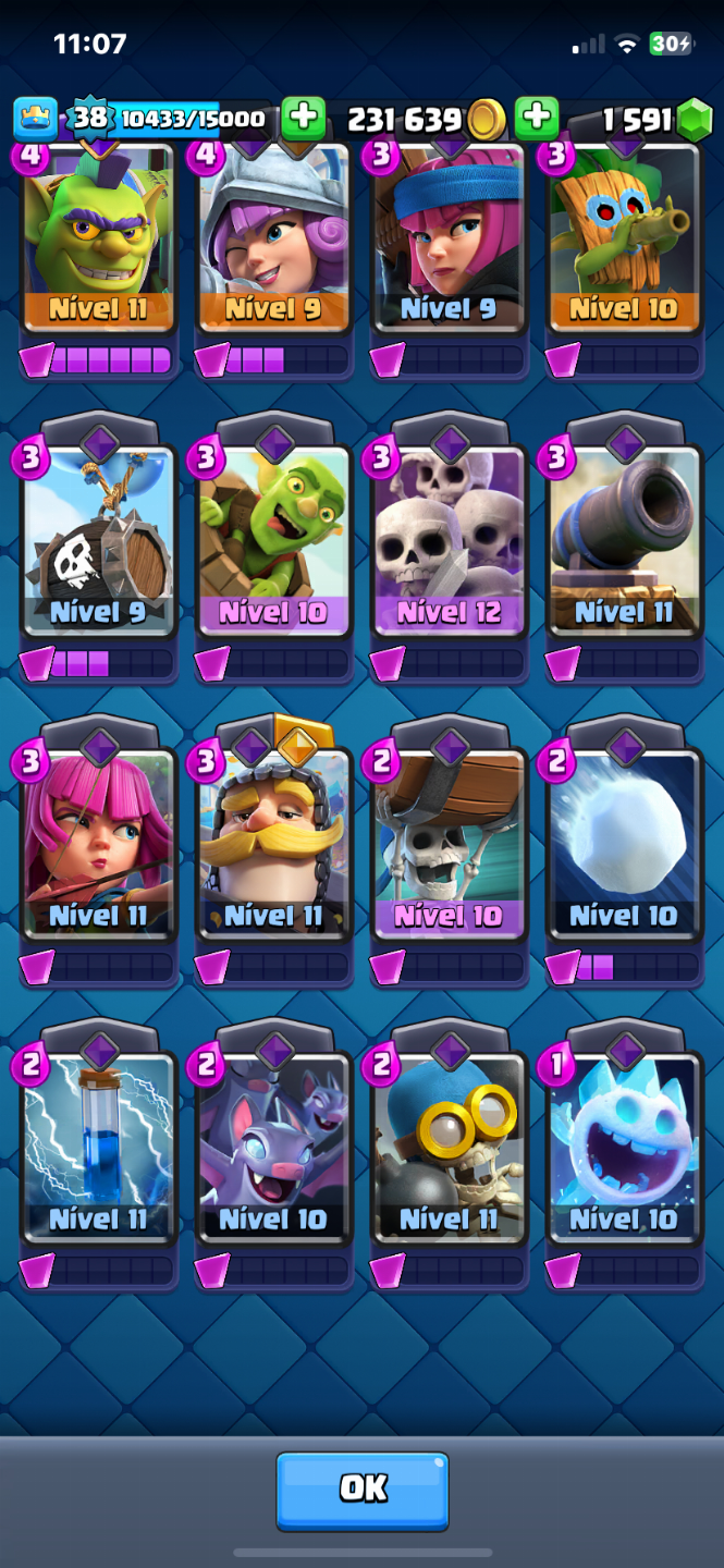 Venda de Conta Clash Royale Nível 38 Várias evoluções e com Mega Evo!!!!