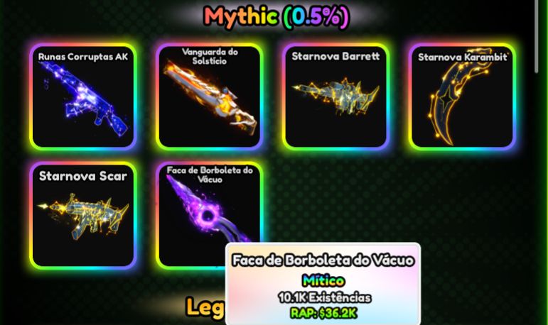 Hypershot Mythics ( 0.5% de chance de drop) Mais barato aqui.