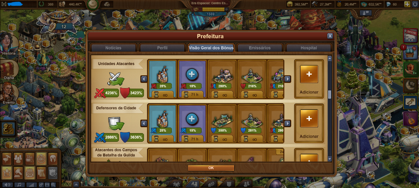 Conta no FoE Forge of Empires na Era Centro Espacial