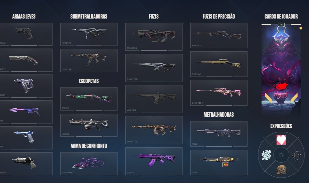 CONTA VALORANT COM PACOTES DE SKINS + LEAGUE OF LEGENDS