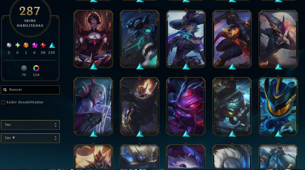 FULL ACESSO - 287 SKINS - MESTRE - 69,4K ESSENCIA AZUL - LEVEL 853