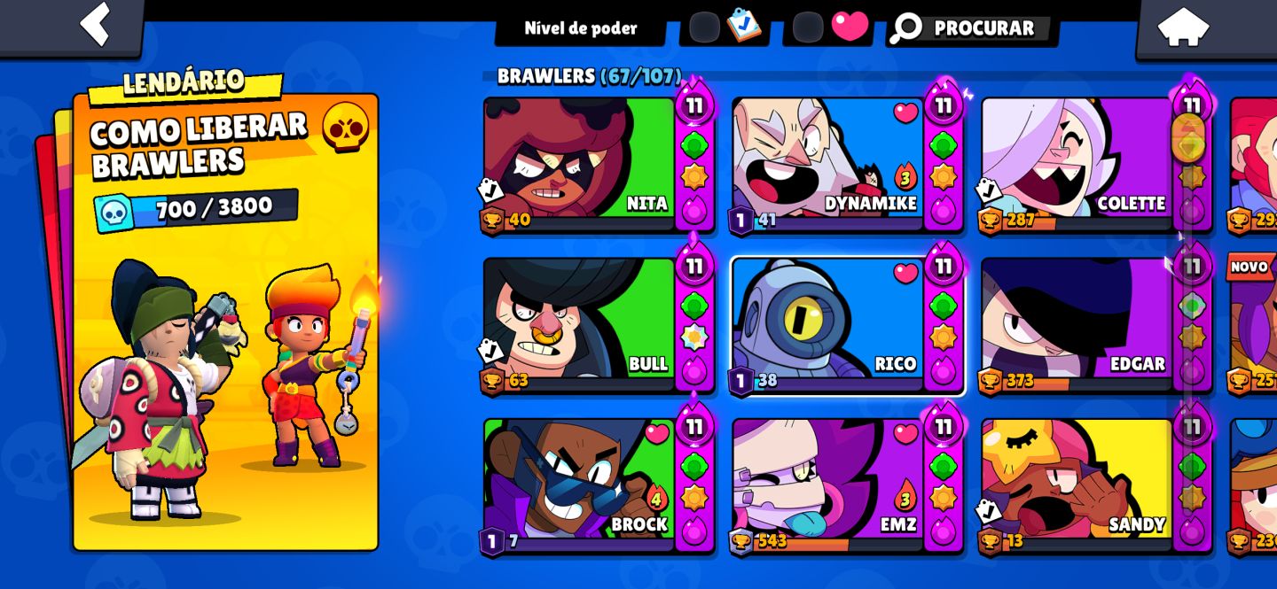 Conta de brawl stars cheia de skins FA