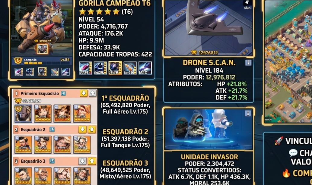 CONTA LAST WAR: SURVIVAL - VIP15 HQ35 Server 96 +165M Poder Total dos Herois