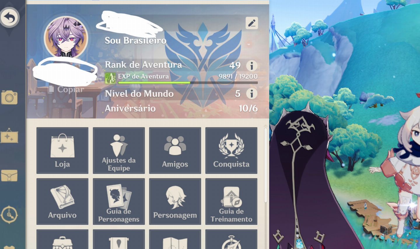 Conta Genshin Impact com skins lendárias