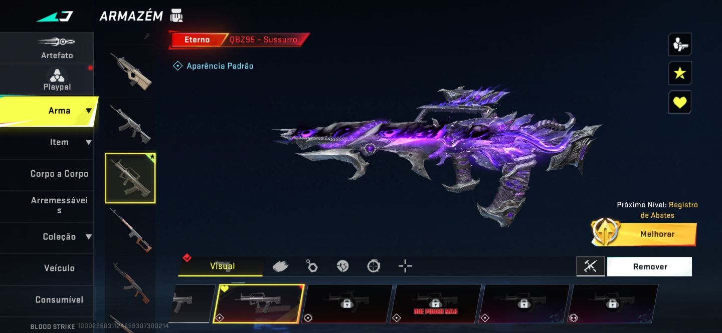 Eterna:Sussurro skins lendárias:13 skins ultras:7 skin limitadas:1