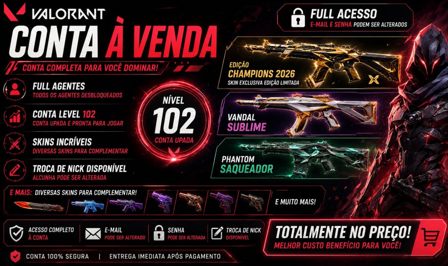 Conta Valorant com Skins - Lvl 102 - Full Agentes - Full Acesso