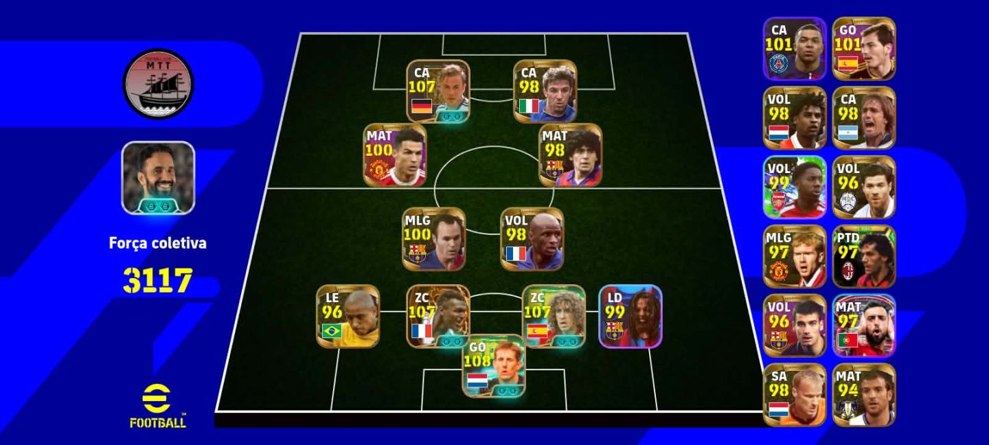 CONTA EFOOTBALL COM 3220 DE FORÇA + TIME LEGENDS + DESAILLY BIG TIME + PUYOL