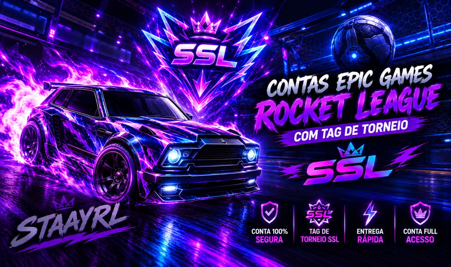 CONTA ROCKET LEAGUE EPIC COM TAG DE TORNEIO BRANCA SUPERSONIC LEGEND