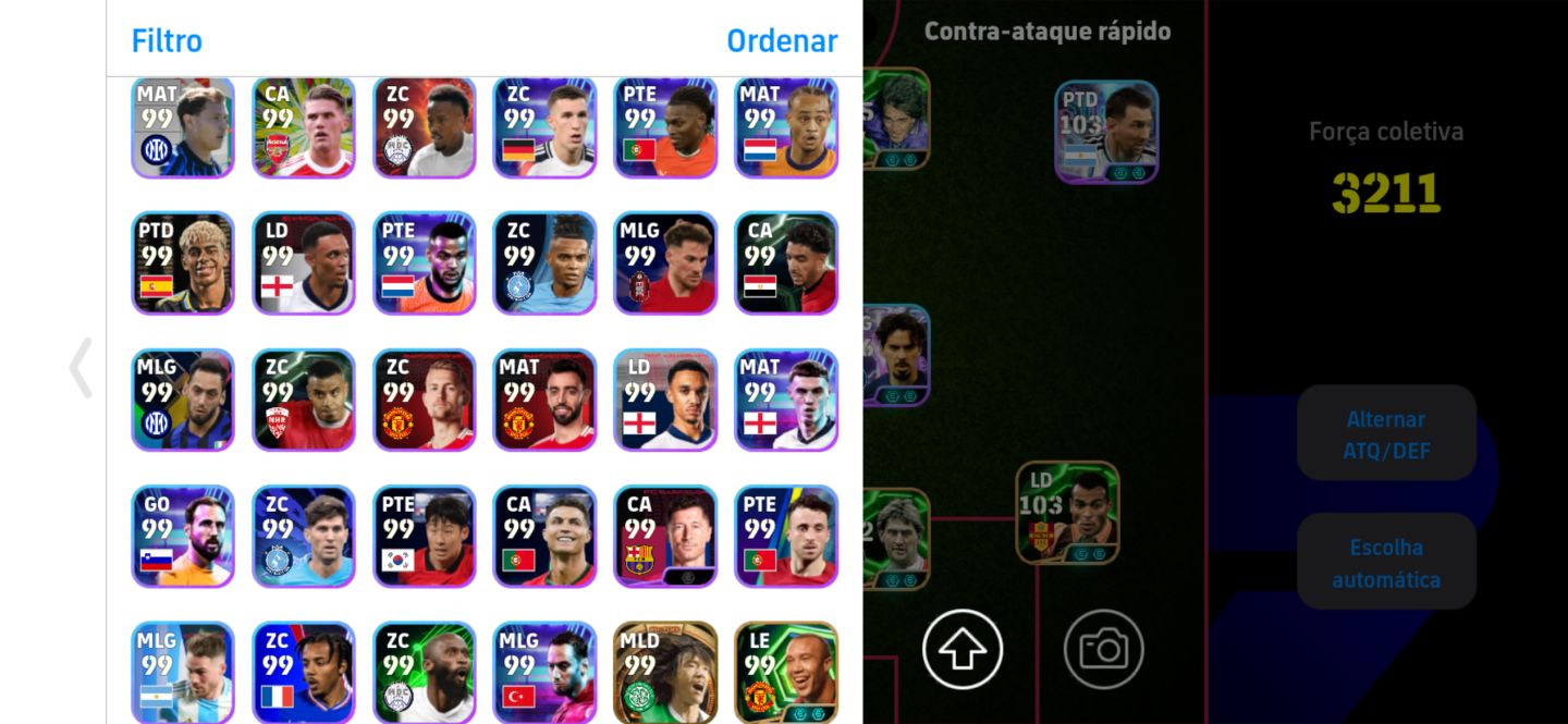 CONTA eFootball Mobile | Força 3211 | Elenco 105/106 | Muitas Cartas Especiais