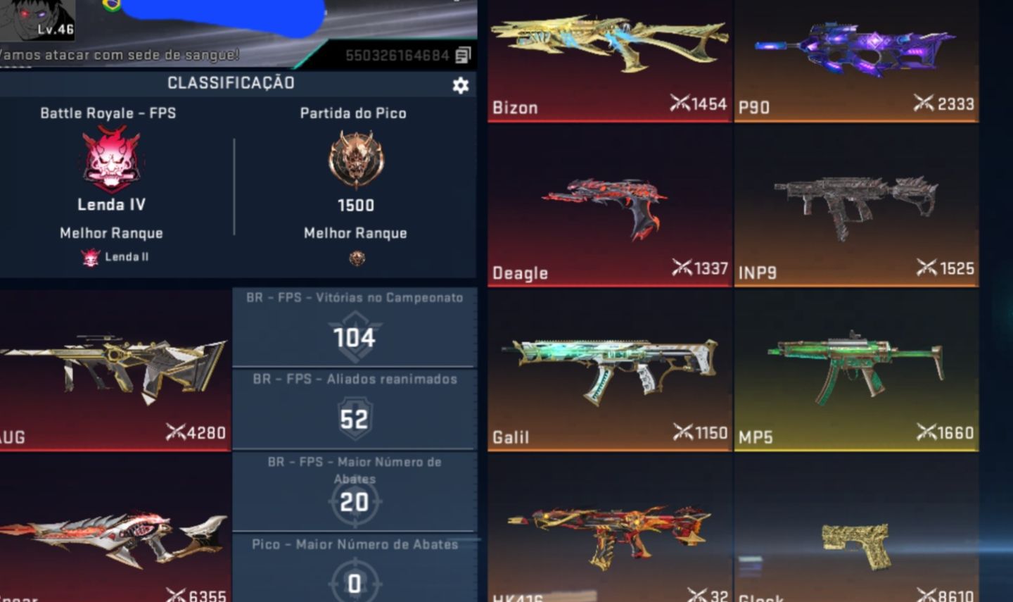 Conta blood strike muito rara com várias skins de colab e eternas