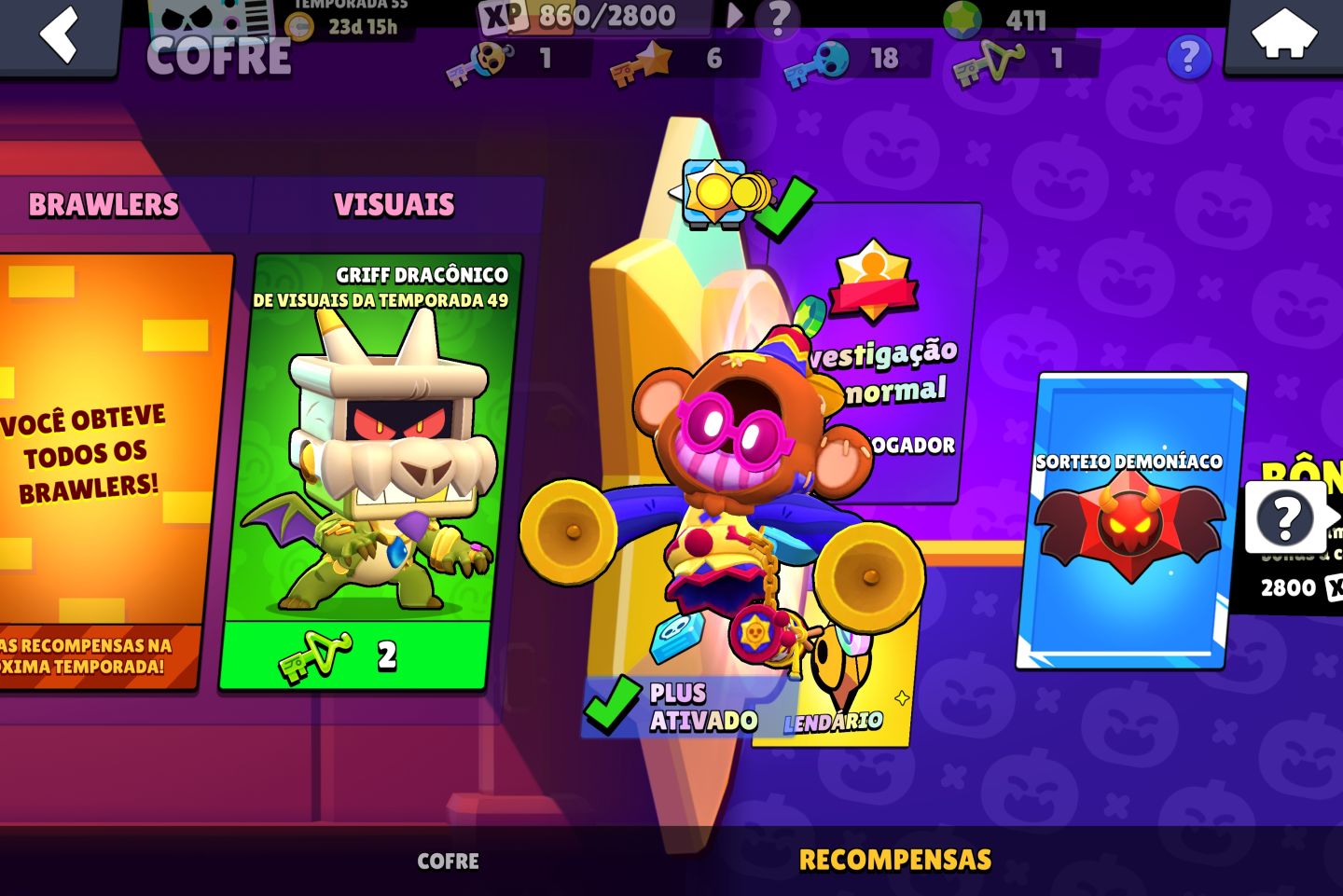 CONTA RARA, 148K TROFEUS +600 SKINS,FAMA ALIEN II, FULL BRAWLERS, FULL BUFFIES
