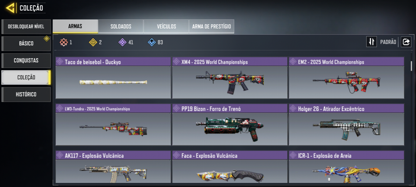 Conta cod mobile com varias skins
