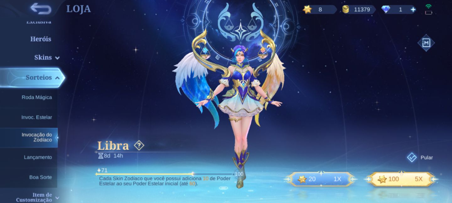 Conta Mobile Legends (Mlbb) Skins Sario e Selena Zenith, skins jjk e skin Naruto