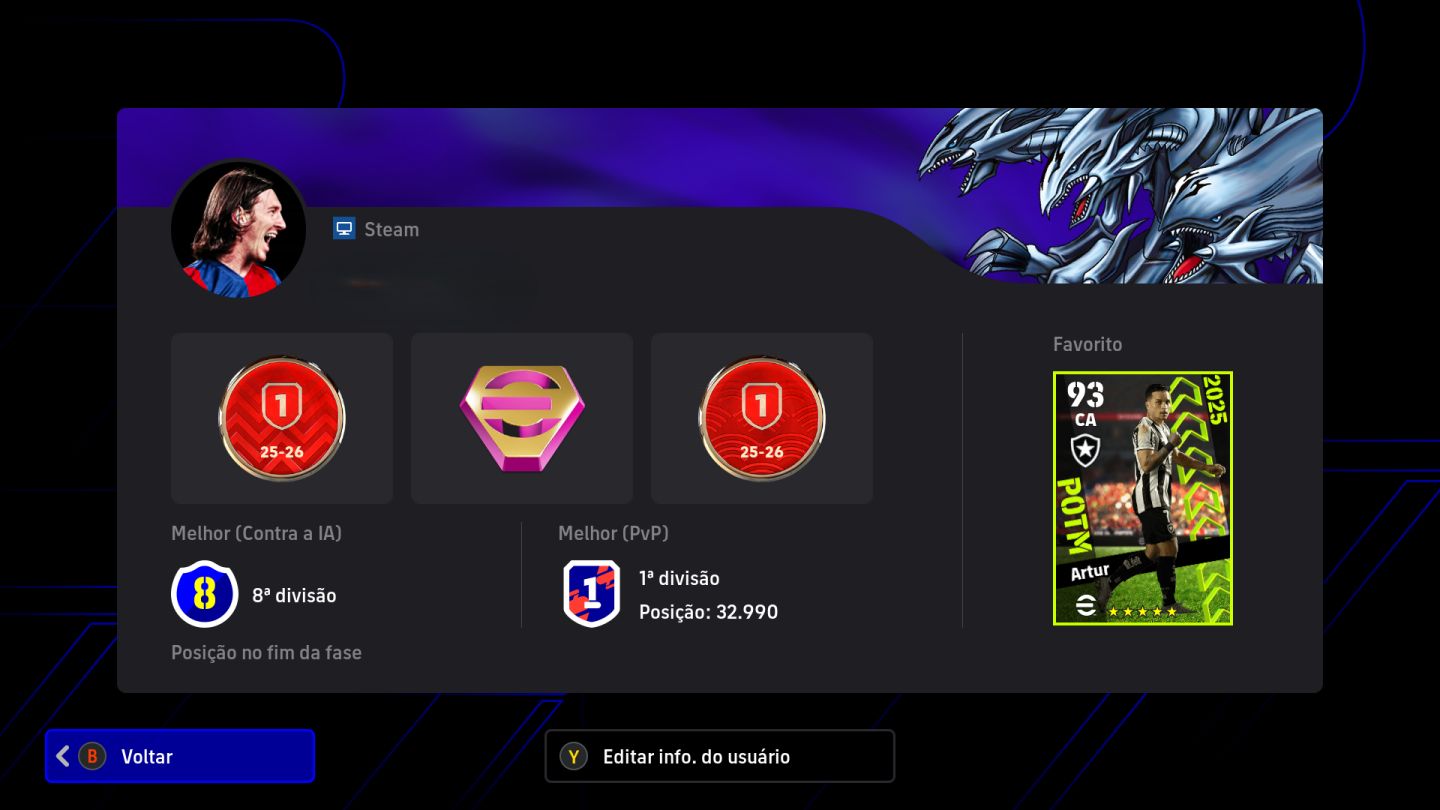 Conta eFootball Steam 3203 Força + Gullit, mbappe blitz culler, e jogos