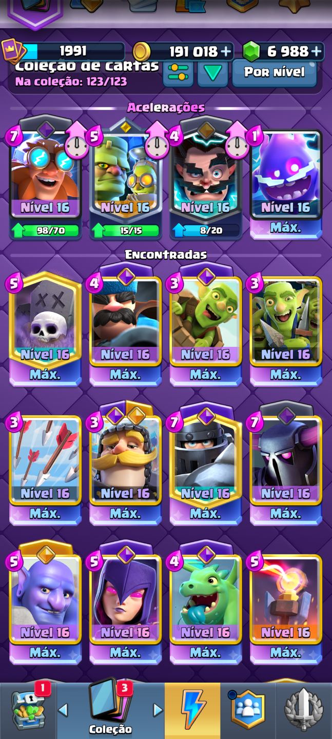 CONTA CLASH ROYALE FULL 123/123 - 7.000 GEMAS - 26 EVO - 190K OURO