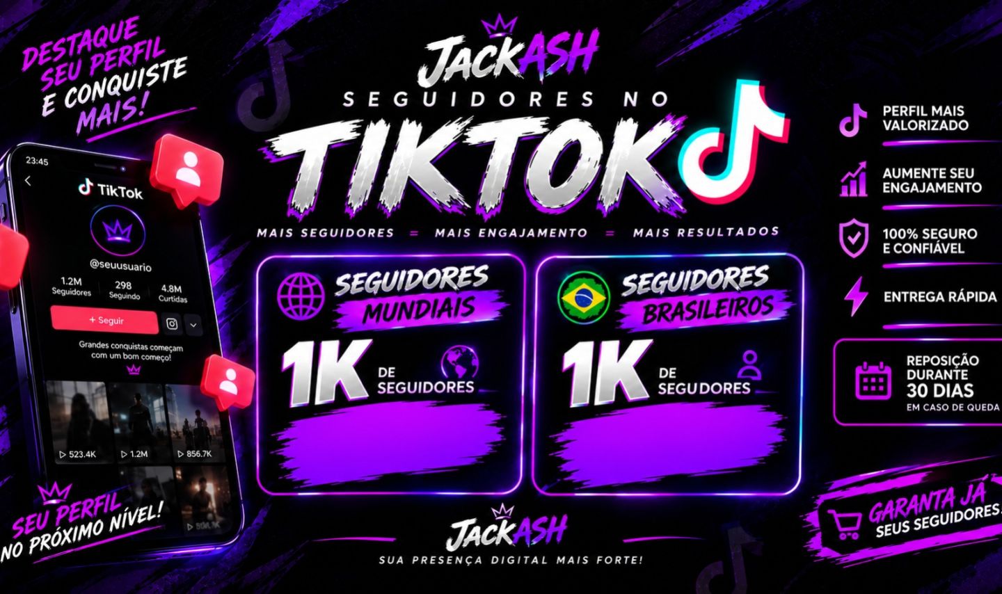 (MENOR PREÇO) SEGUIDORES CURTIDAS VISUALIZAÇÕES TIKTOK - ENTREGA RAPIDA