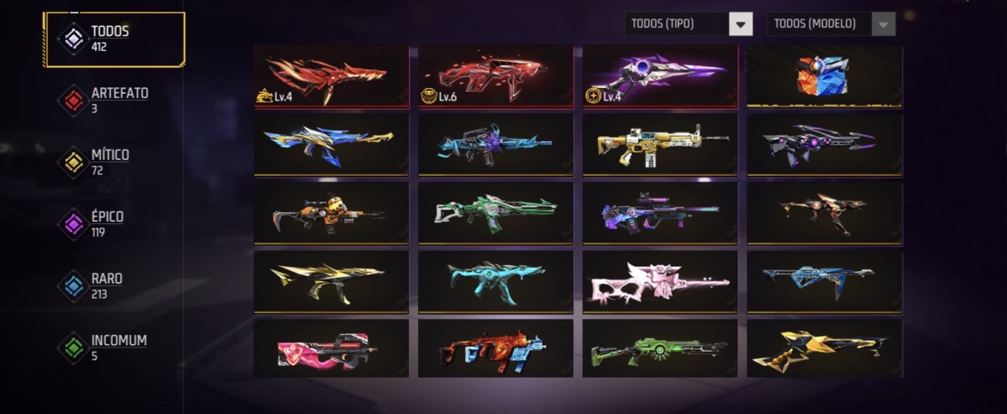 CONTA FREE FIRE RARA 8 ANOS