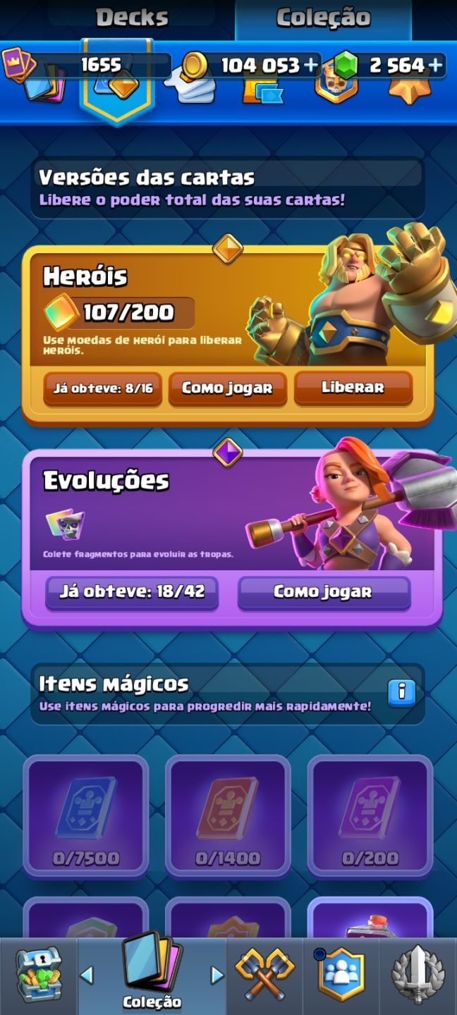 CONTA CLASH ROYALE 11.041 TROFEUS NV 15 + 3 MAX NV16 + 104K OURO + 2564 GEMAS