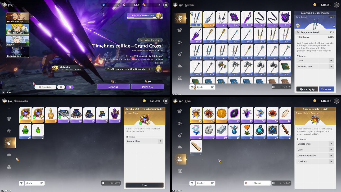ZS | NA East | Escolha seu SSR Limitado | Reroll | The Seven Deadly Sins Origins
