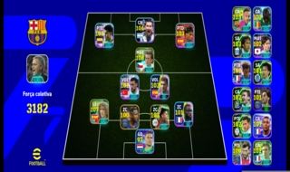 Conta eFootball TOP Força Coletiva 3182 | Rosický 106, Puyol 107 e Messi 104