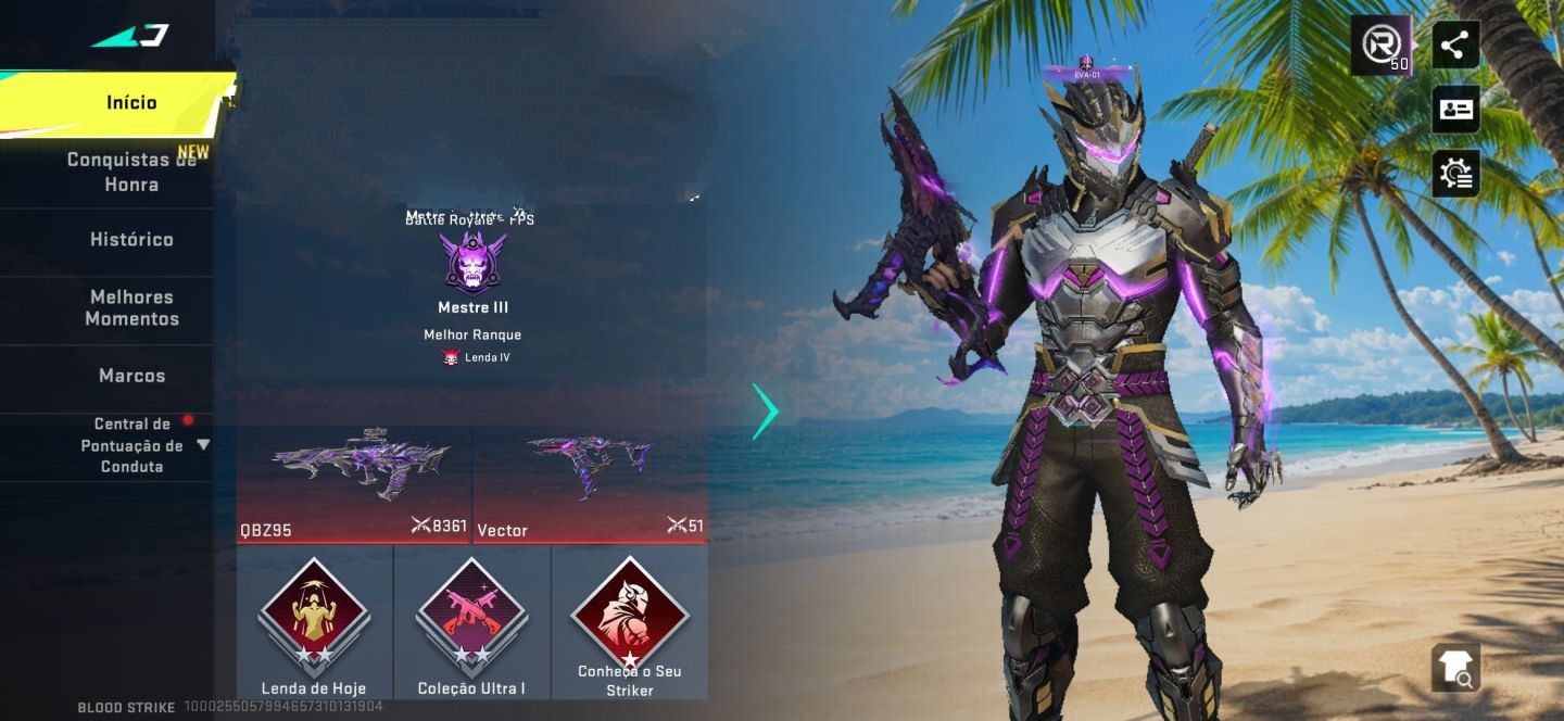 Conta de bloodstrike com armas eternas tops.....qbz susurro e vector draco