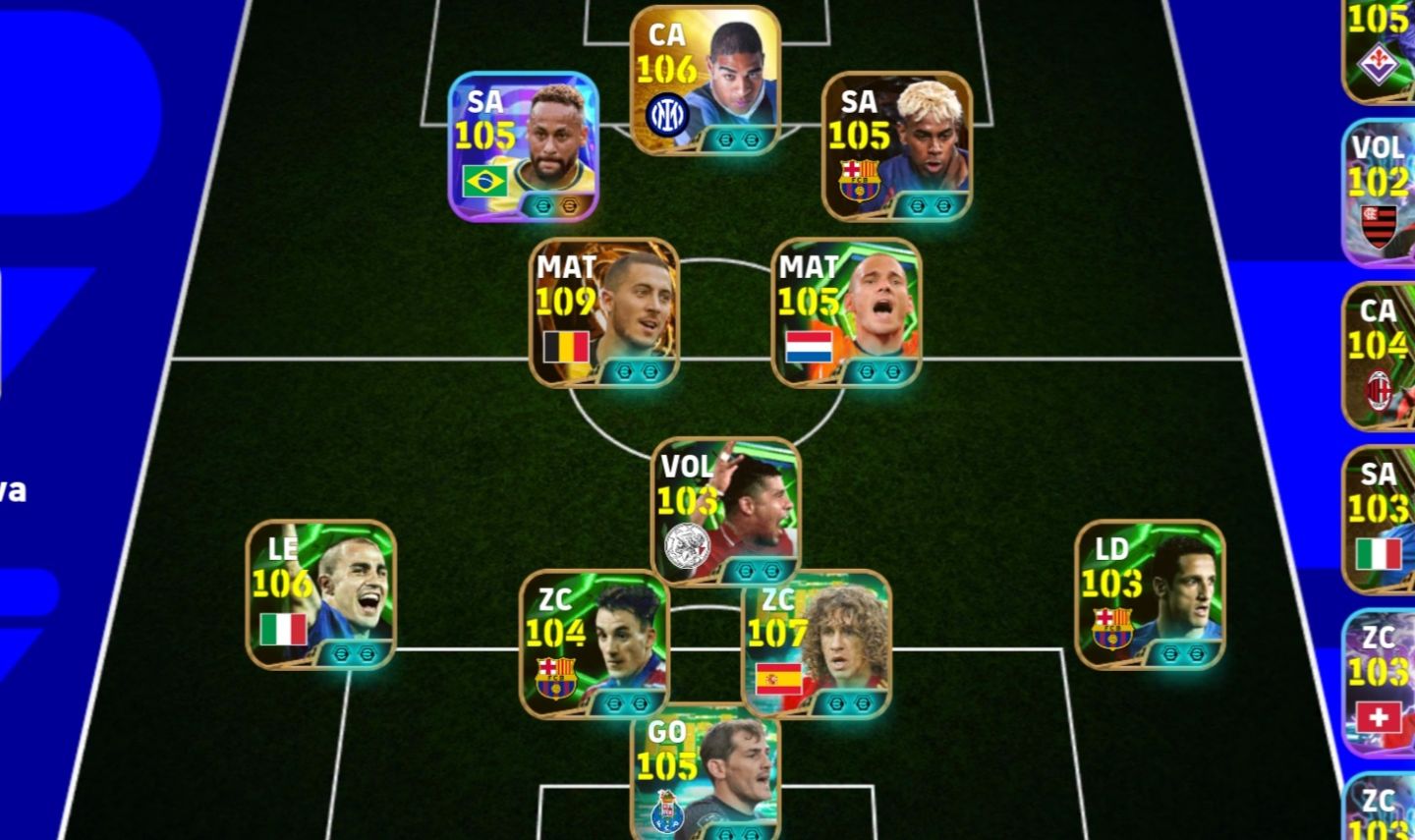 CONTA EFOOTBALL COM 3251 DE FORÇA NEYMAR 106+ADRIANO 106+SNEIJDER 106+PUYOL 108