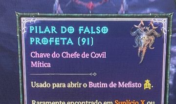 Diablo IV- Legado Inferno - 50 Pilar do Falso Profeta (acesso ao baú mephisto ).