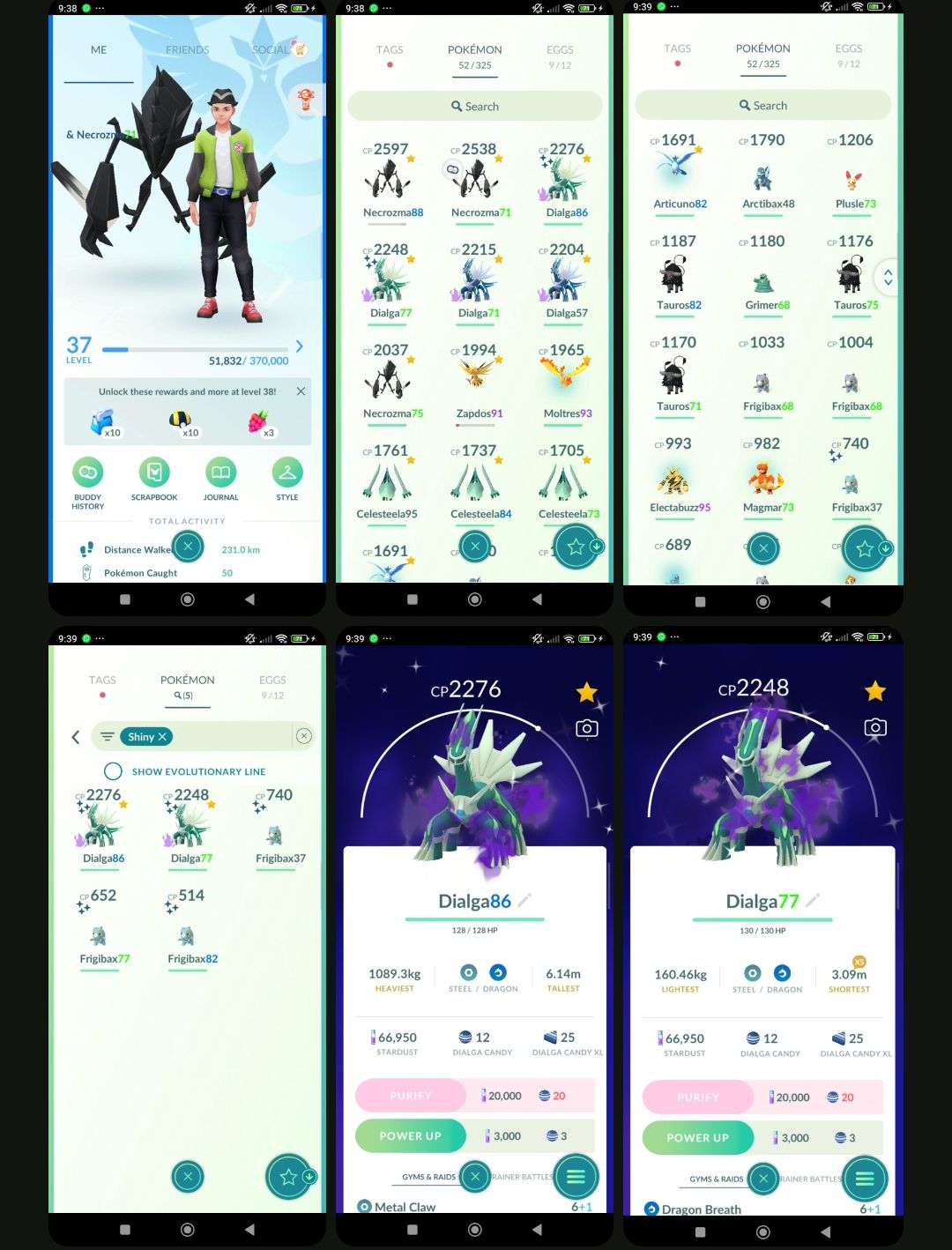 Pokémon GO LVL 37 | 3 Dialga (2 SHINY) + 3 Necrozma + 3 Celesteela | T0345